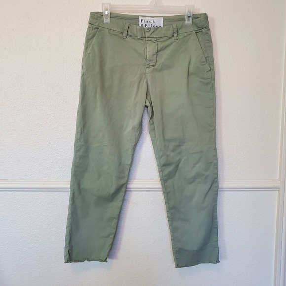 Frank & Eileen Pants - Frank & Eileen Wicklow Italian Cotton Chino Pants Green Size 6 Cropped Raw Hem